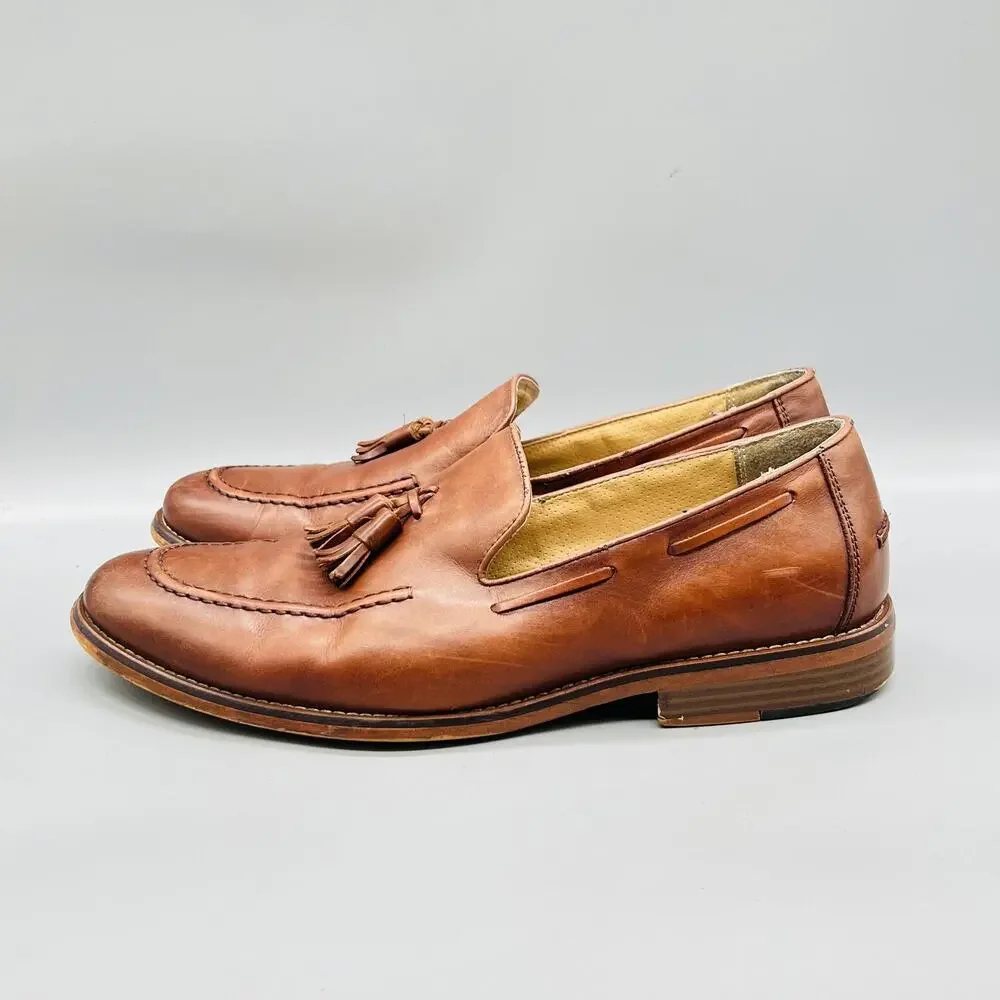 GH Bass & Co Shoes Mens 11.5 Brown Leather Tassel Loafers Slip On Dress Classic